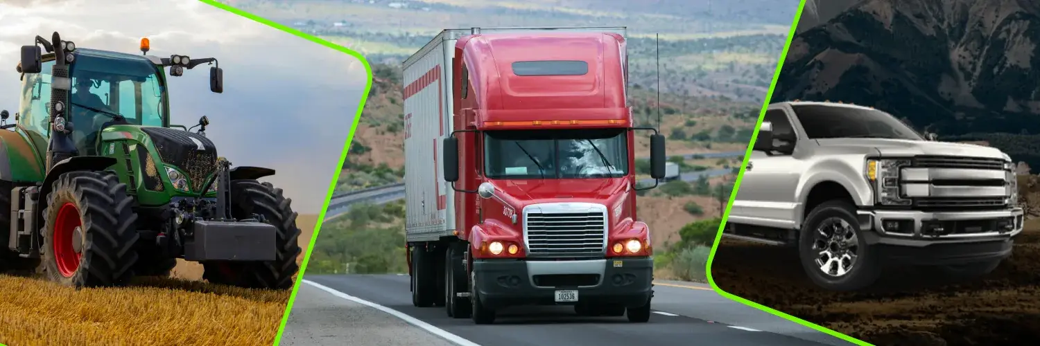 Tractor, semi truck and Ford pickup
