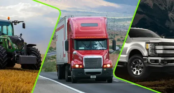 Tractor, semi truck and Ford pickup