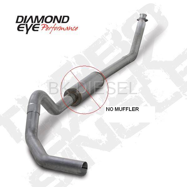 Diamond Eye 4" Turbo Back Aluminized Single - No Muffler for '94-'02 Cummins